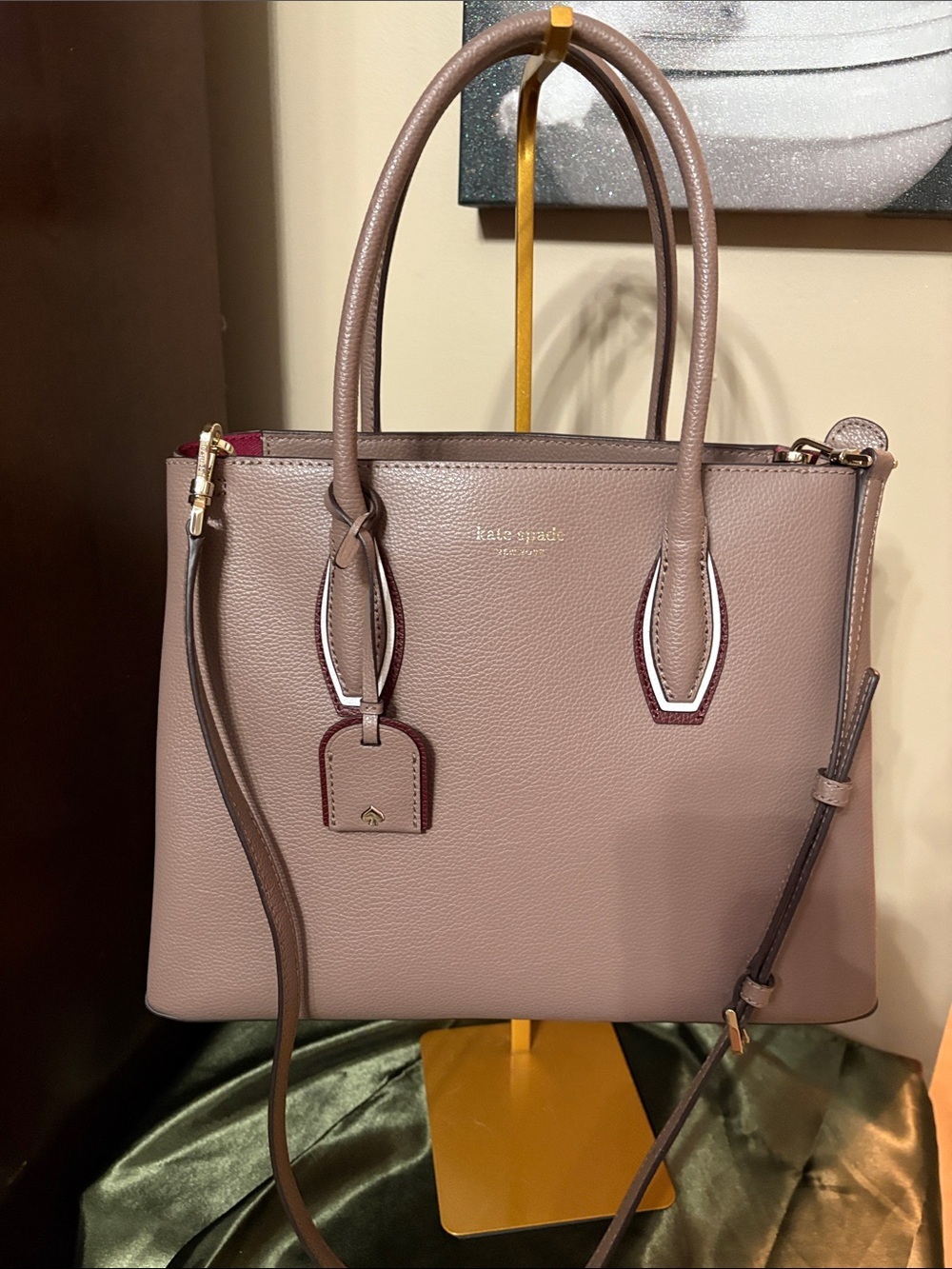 Eva Kate Spade Zip Satchel Dusty Rose Brown Leather Satchel